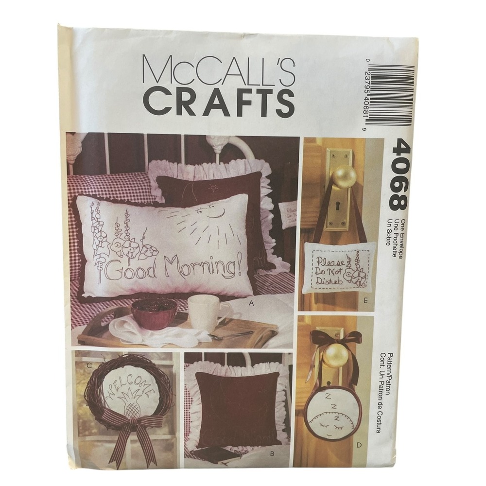 McCALL'S 4068 Redwork Pillows Embroidery Pattern Uncut FF